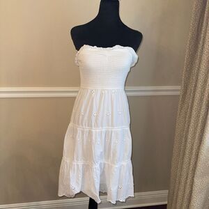Smocked Sleeveless Eyelet Lined Dress fairy boho coquette balletcore babydoll S